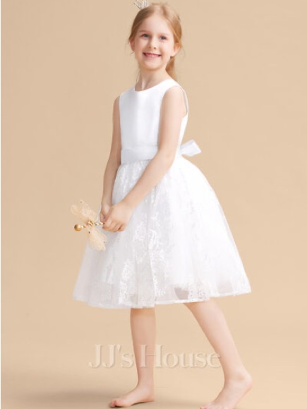 JJs House White Satin & Lace Party Dress for Girls
